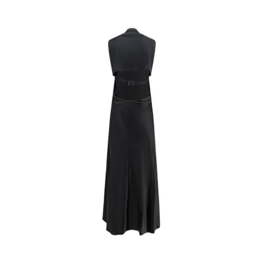 Off-White V-Neck Open-Back Midi Dress