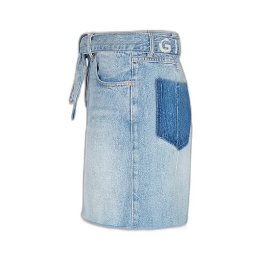 Belted Denim Mini Skirt
