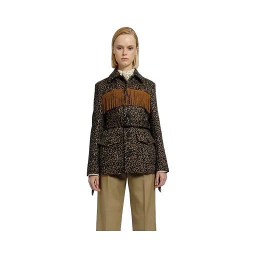 Saint Laurent Leopard Print Fringed Jacket