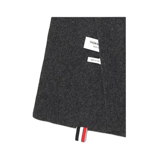 Full Needle Rib Scarf With White 4-Bar Stripe In Cashmere