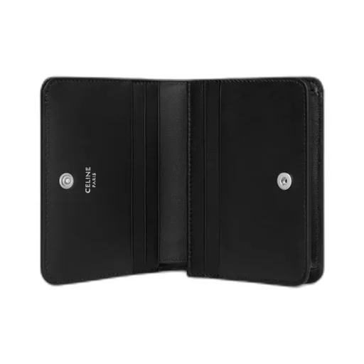 Triomphe Compact Wallet In Shiny Calfskin