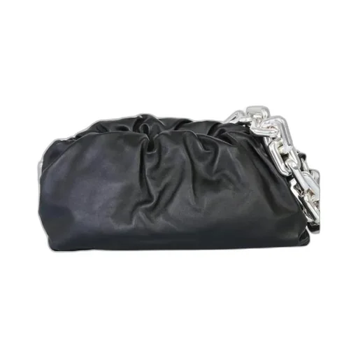 Chain-Trimmed Leather Shoulder Bag
