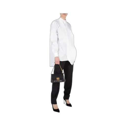Scarf-Neck Poplin Blouse