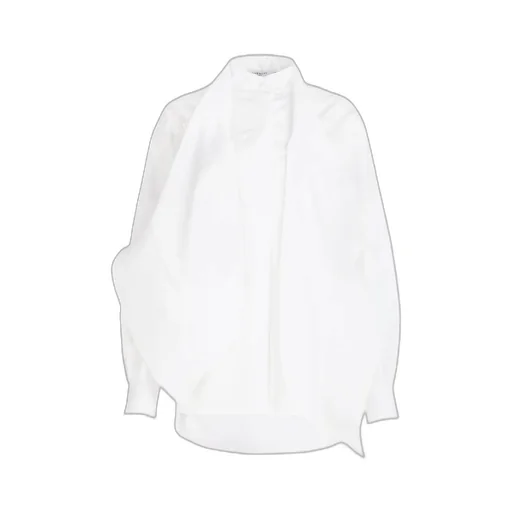 Scarf-Neck Poplin Blouse