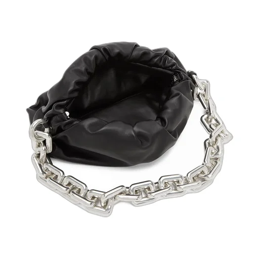 Chain-Trimmed Leather Shoulder Bag