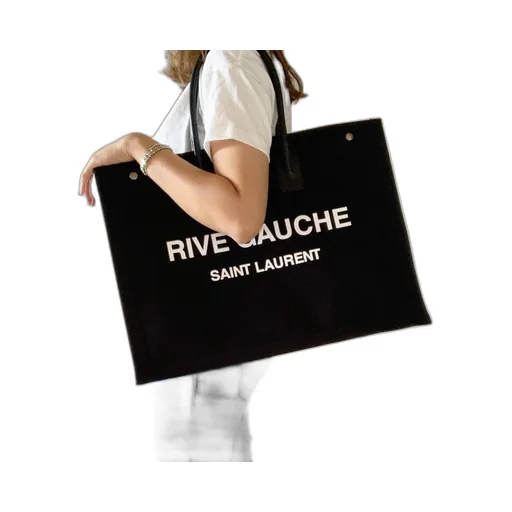 Saint Laurent Rive Gauche Logo Printed Tote Bag