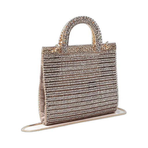 Gold Teodora Crystal Handbag