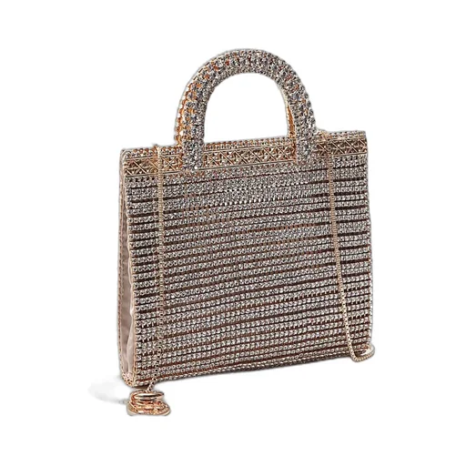 Gold Teodora Crystal Handbag