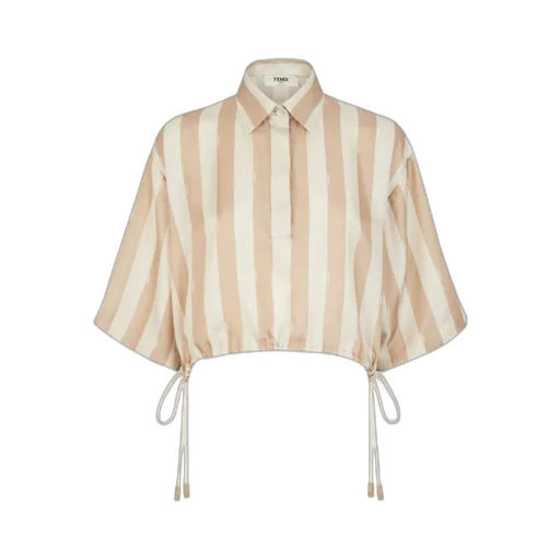 Fendi Striped Drawstring Hem Cropped Shirt