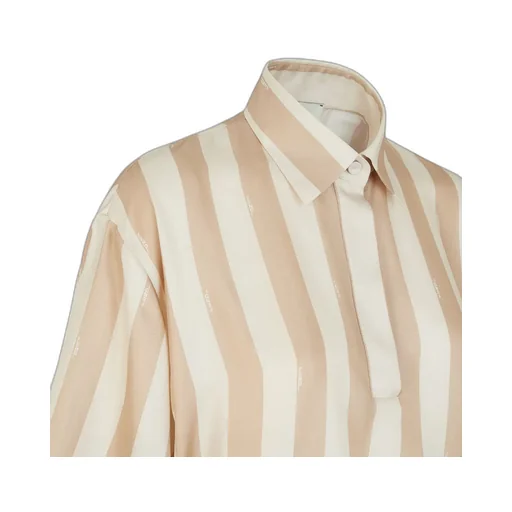 Fendi Striped Drawstring Hem Cropped Shirt