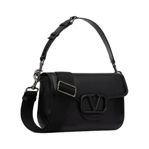 Valentino Noir Vlogo Signature Foldover Top Shoulder Bag