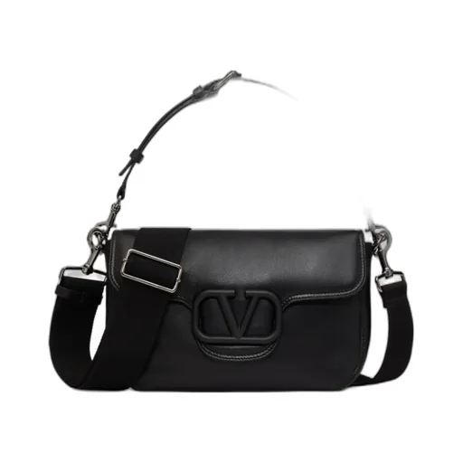 Valentino Noir Vlogo Signature Foldover Top Shoulder Bag