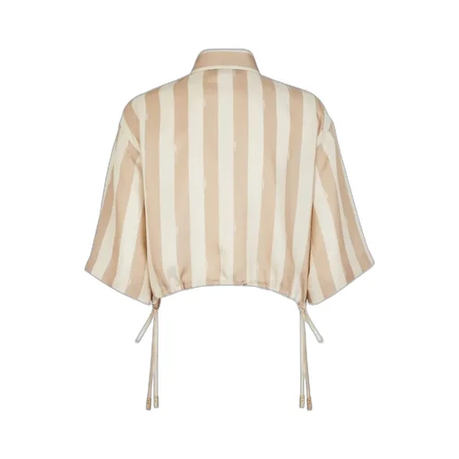 Fendi Striped Drawstring Hem Cropped Shirt