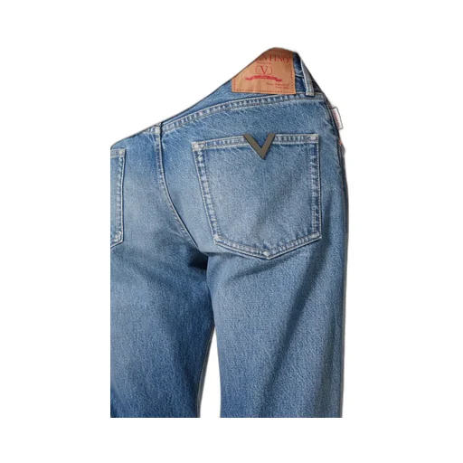 Valentino Logo Patch Straight Leg Jeans
