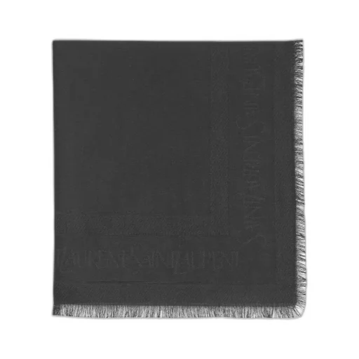 Saint Laurent Logo Detailed Frayed Edge Scarf
