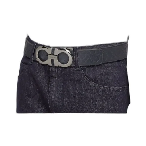 Gancini-Buckle Leather Belt