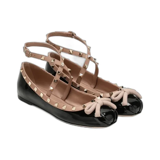 Valentino Garavani Rockstud Round Toe Ballerina Shoes