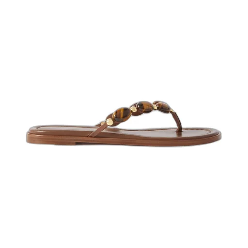 Embellished Herringbone Flat Sandals