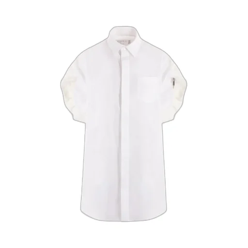 Sacai Short Puff Sleeved Mini Shirt Dress