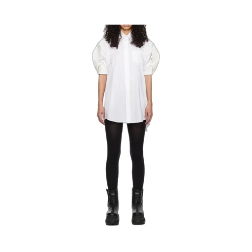 Sacai Short Puff Sleeved Mini Shirt Dress