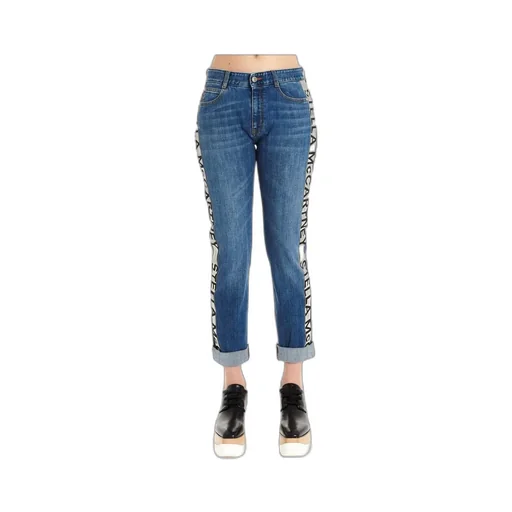 Logo-Stripe Cropped Jeans