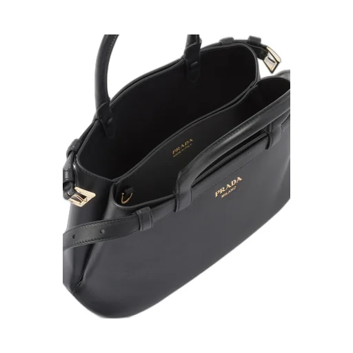 Prada Buckle Small Leather Handbag With Double Belt