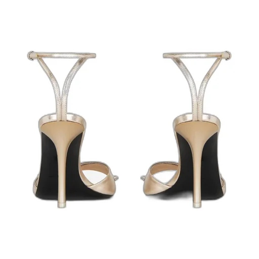 Stitch Sandals In Laminated Leather With Crystals