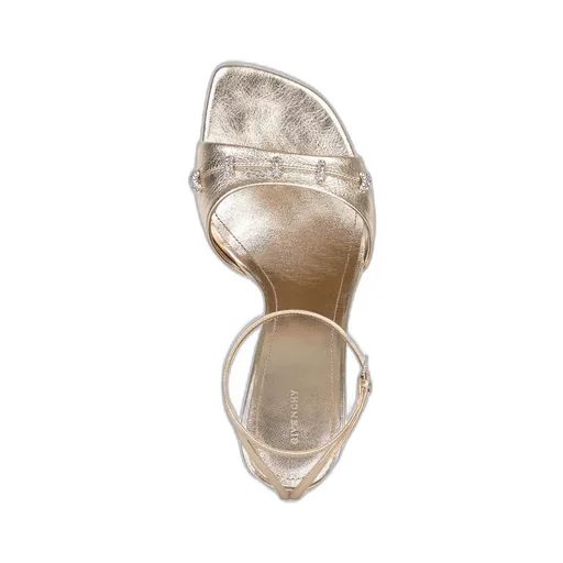 Stitch Sandals In Laminated Leather With Crystals