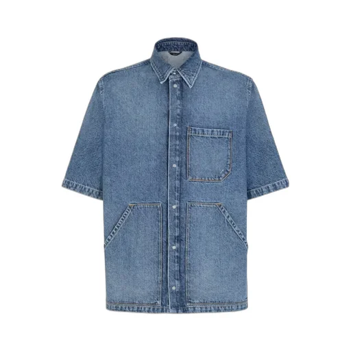 Fendi Short-Sleeved Buttoned Denim Shirt