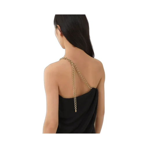One-Shoulder Wool Midi Dress