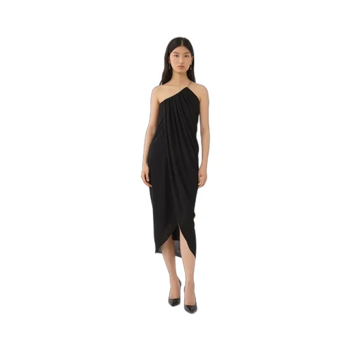 One-Shoulder Wool Midi Dress
