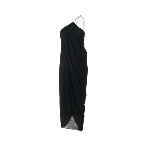 One-Shoulder Wool Midi Dress