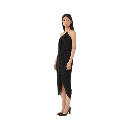 One-Shoulder Wool Midi Dress