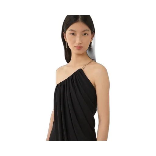 One-Shoulder Wool Midi Dress