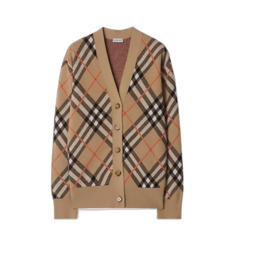 Burberry Check Pattern V-Neck Buttoned Cardigan