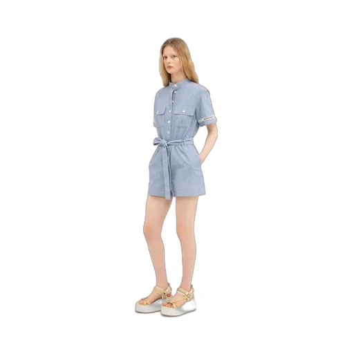 Button-Down Short-Sleeved Jumpsuit