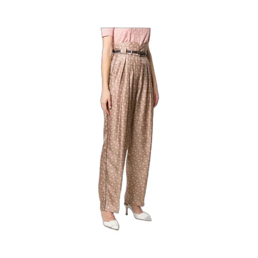 High-Waisted Karligraphy Motif Printed Trousers
