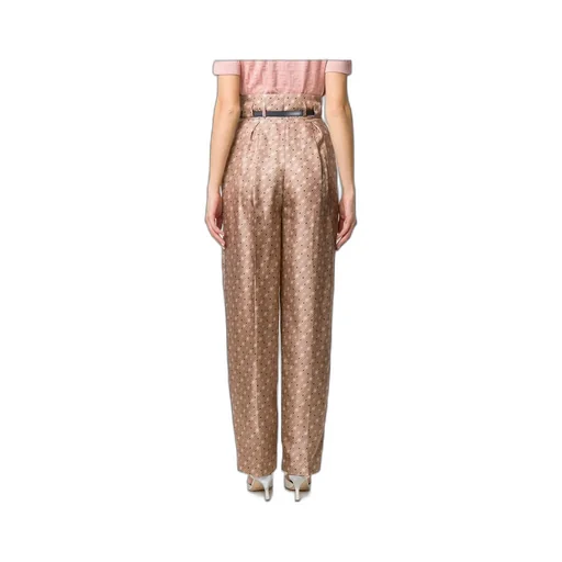 High-Waisted Karligraphy Motif Printed Trousers