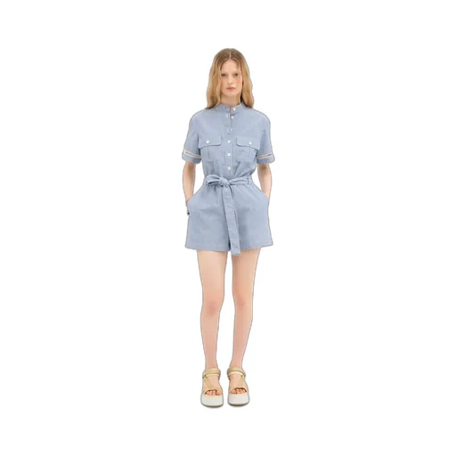 Button-Down Short-Sleeved Jumpsuit