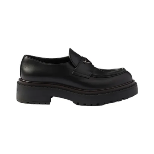 Prada Logo Plaque Slip-On Loafers