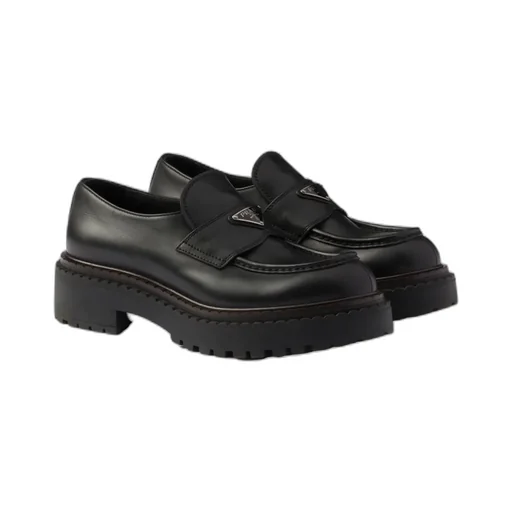 Prada Logo Plaque Slip-On Loafers
