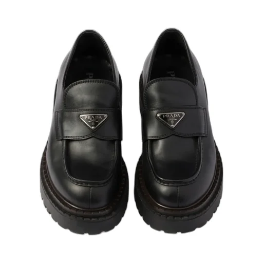 Prada Logo Plaque Slip-On Loafers
