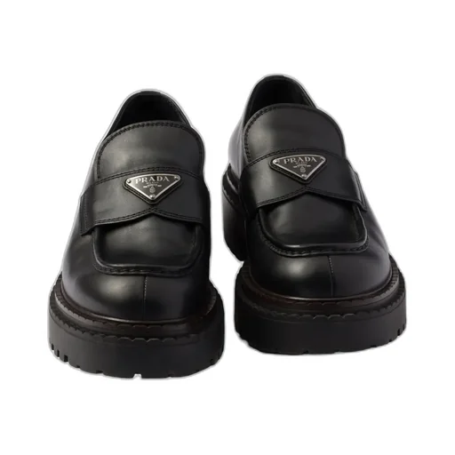 Prada Logo Plaque Slip-On Loafers