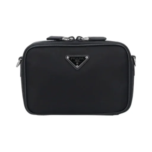Prada Logo Plaque Brique Zipped Messenger Bag