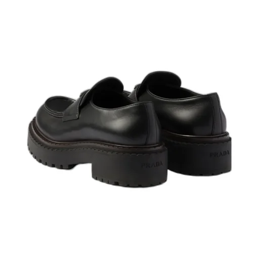 Prada Logo Plaque Slip-On Loafers
