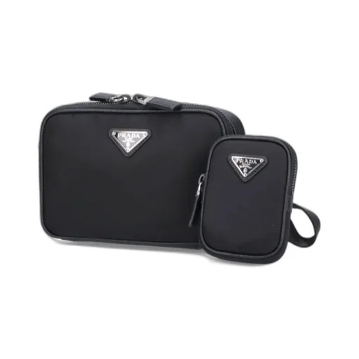 Prada Logo Plaque Brique Zipped Messenger Bag