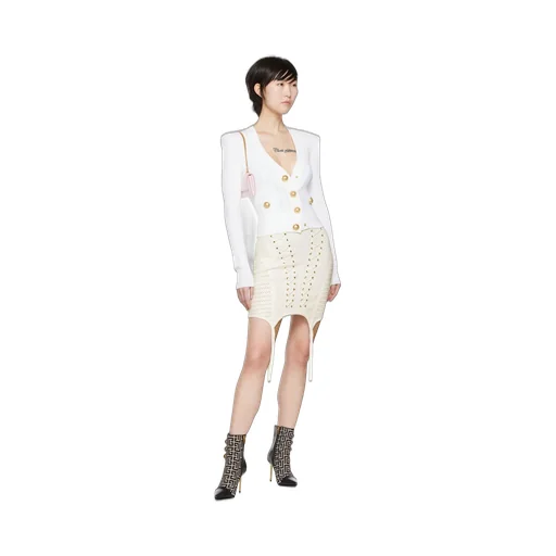 Balmain Button Embellished Ribbed Cardigan