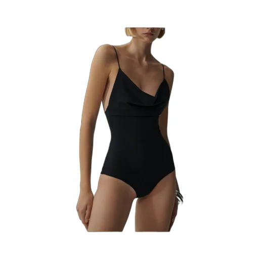 Hanging Low Round Neck One-Piece Swimsuit