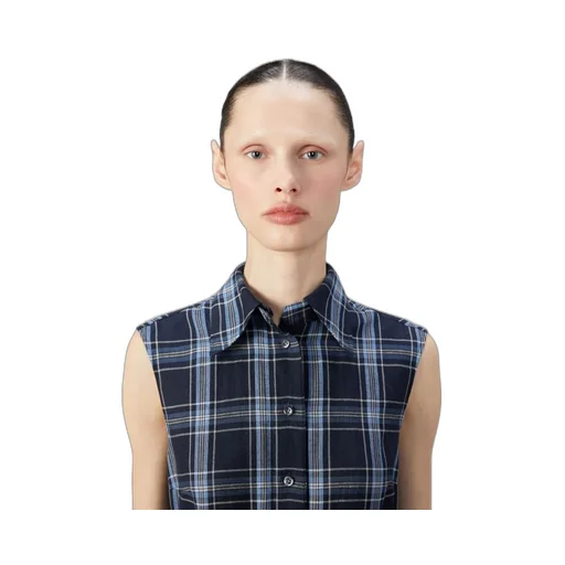 Plaid-Check Pleated Shirtdress