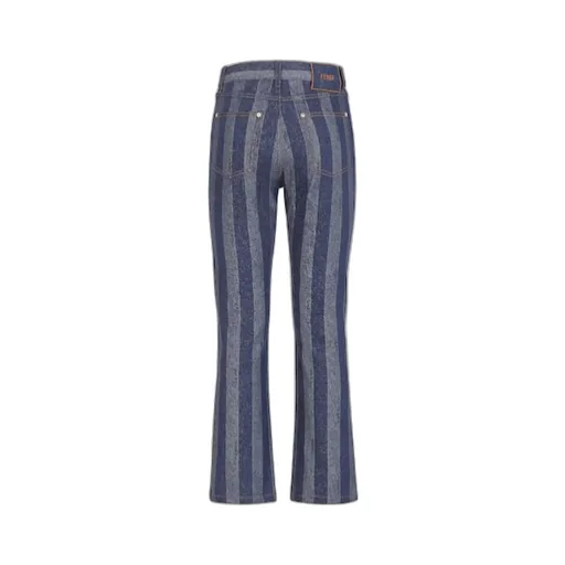 Fendi Logo Patch Striped Jeans